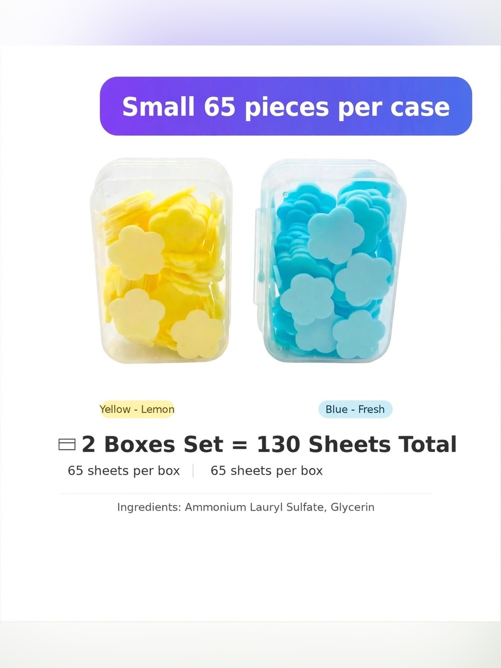Travel paper Soap Sheets - Yellow & Blue Flower - 2 Boxes 130 sheets